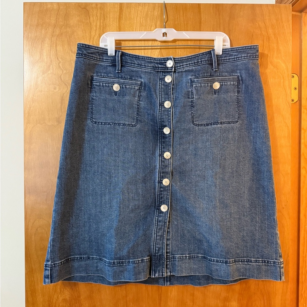 Talbots Button Front Blue Denim Jean Skirt Western Classic Women’s Plus 16W 16 W